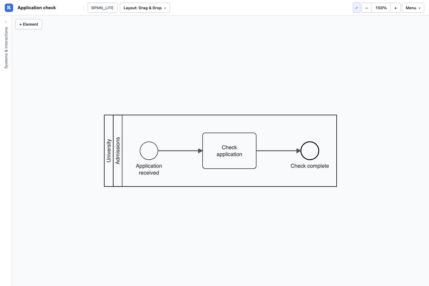 BPMN Lite process diagrams example rendered in Revelation