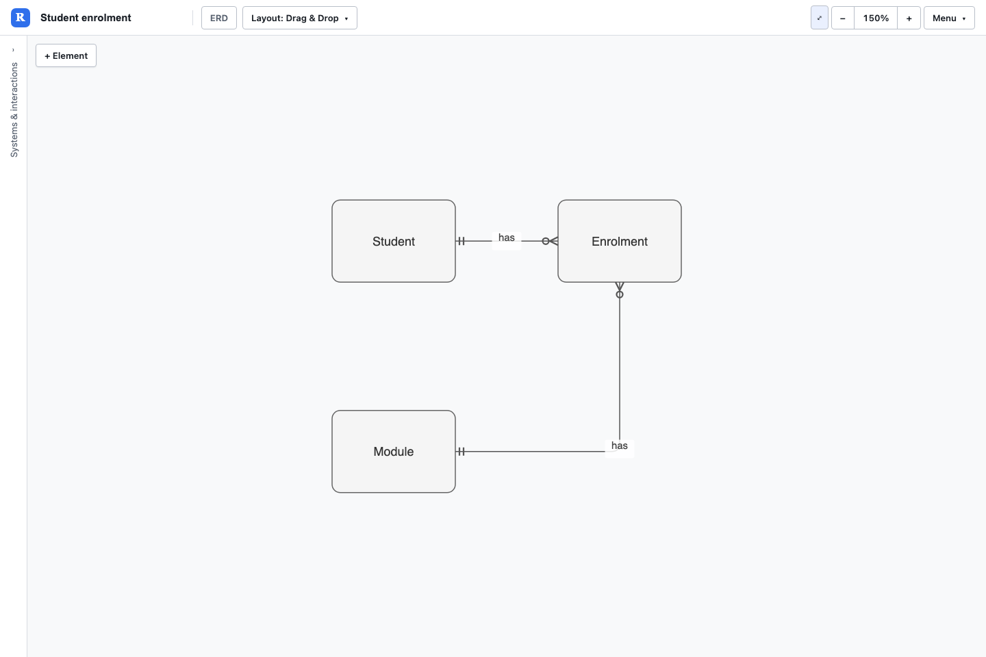 Entity-relationship diagrams example rendered in Revelation